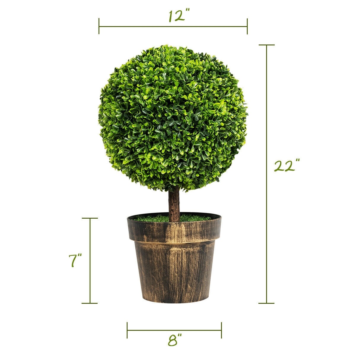 2 Pieces 24 Inch Artificial Boxwood Topiary Ball Tree for House and Office-Artificial Plants-DECOROLALA