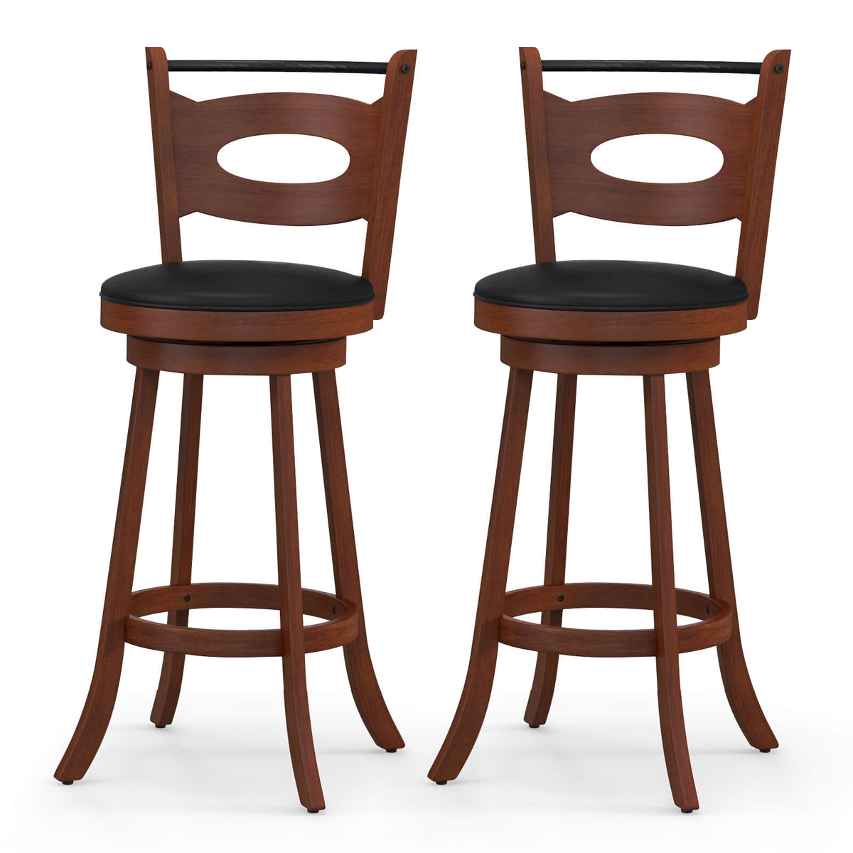 2 Pieces 24/29 inch Swivel Bar Stools with Curved Backrest and Seat Cushions-29 inches-Bar Stools-DECOROLALA