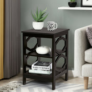 2 Pieces 3-tier Nightstand Sofa Side End Accent Table Storage Display Shelf-Black-End & Side Tables-DECOROLALA