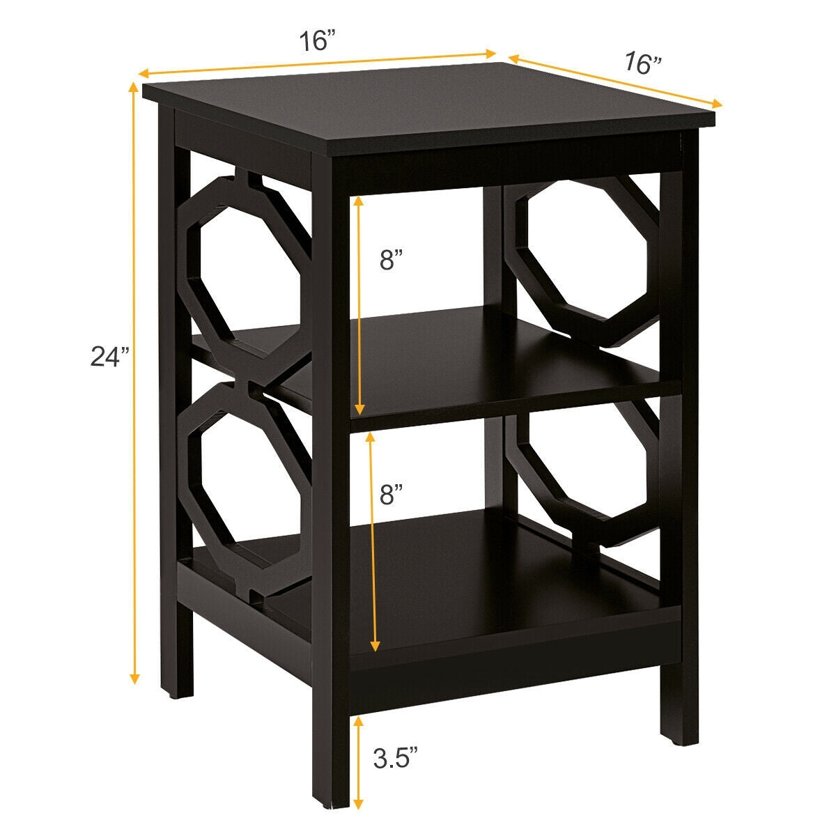 2 Pieces 3-tier Nightstand Sofa Side End Accent Table Storage Display Shelf-Espresso-End & Side Tables-DECOROLALA