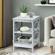 2 Pieces 3-tier Nightstand Sofa Side End Accent Table Storage Display Shelf-Gray-End & Side Tables-DECOROLALA