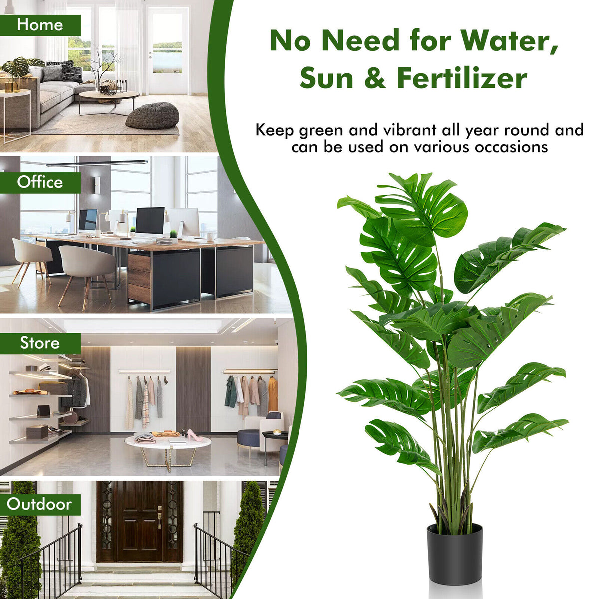 2 Pieces 5 Feet Artificial Monstera Tree Set-Artificial Plants-DECOROLALA