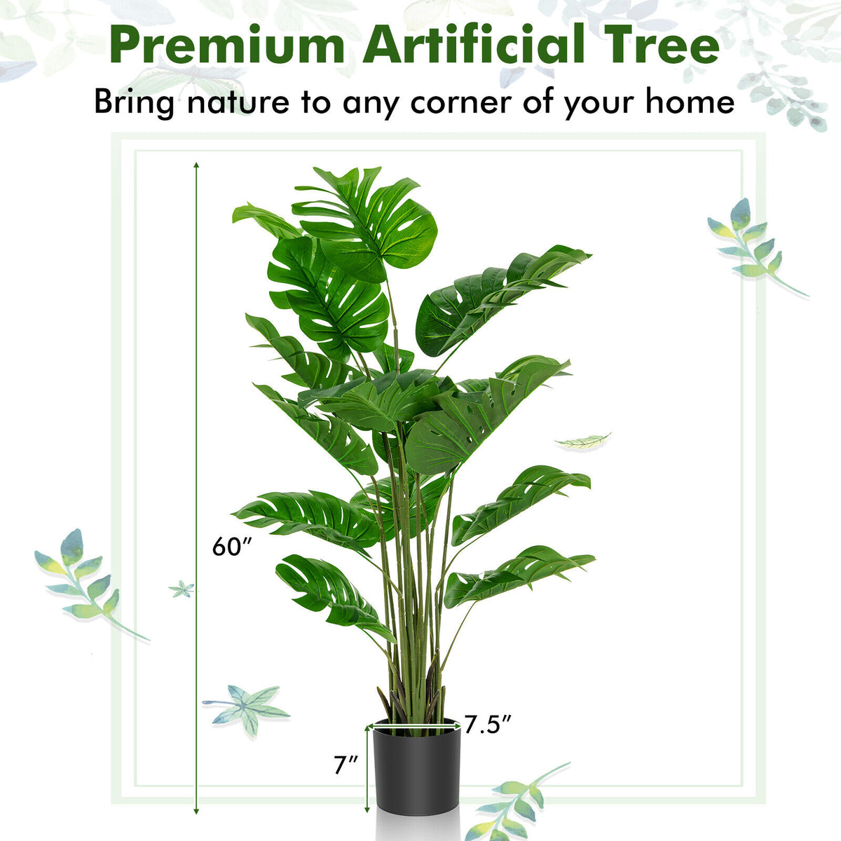 2 Pieces 5 Feet Artificial Monstera Tree Set-Artificial Plants-DECOROLALA