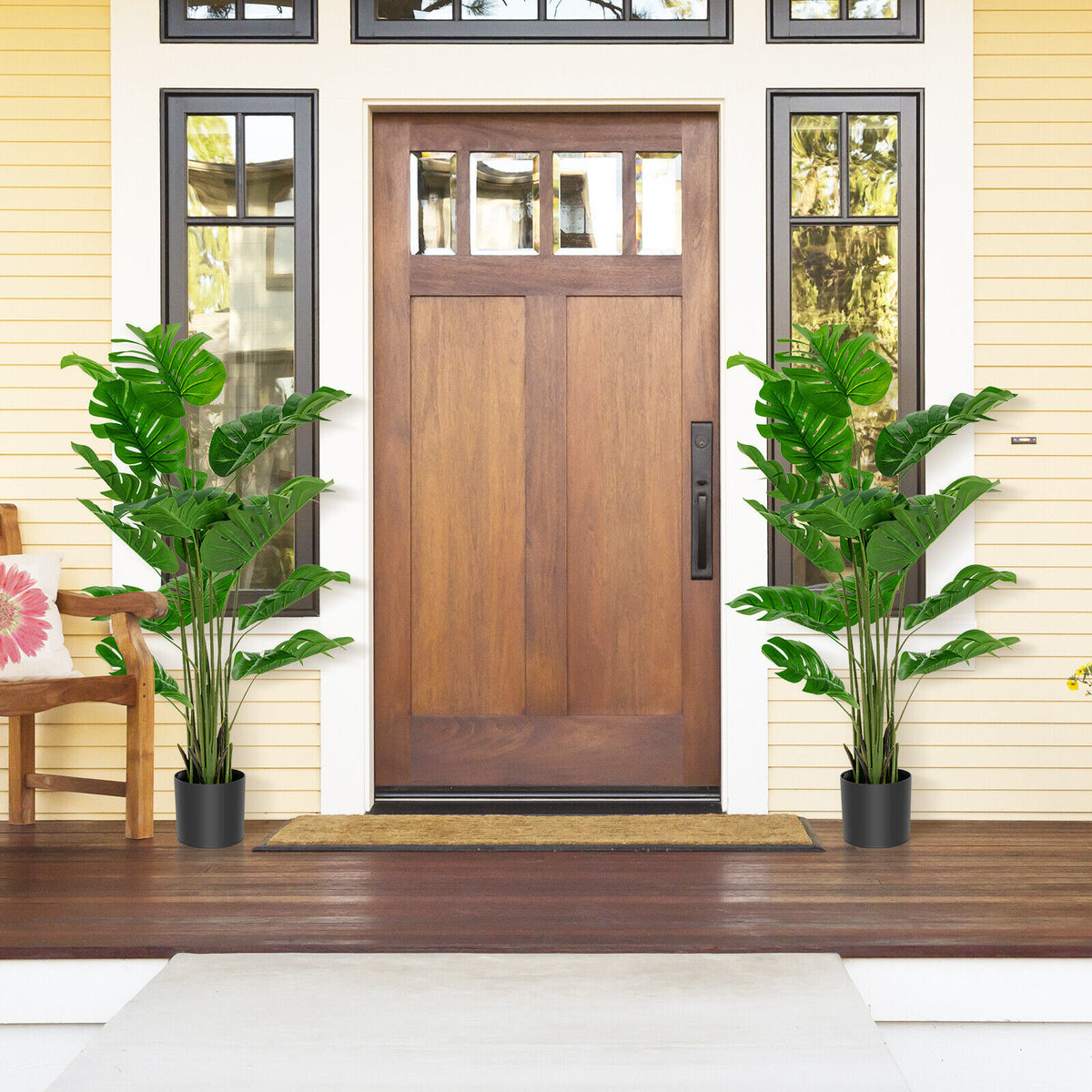 2 Pieces 5 Feet Artificial Monstera Tree Set-Artificial Plants-DECOROLALA