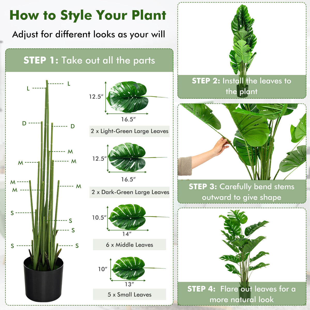 2 Pieces 5 Feet Artificial Monstera Tree Set-Artificial Plants-DECOROLALA