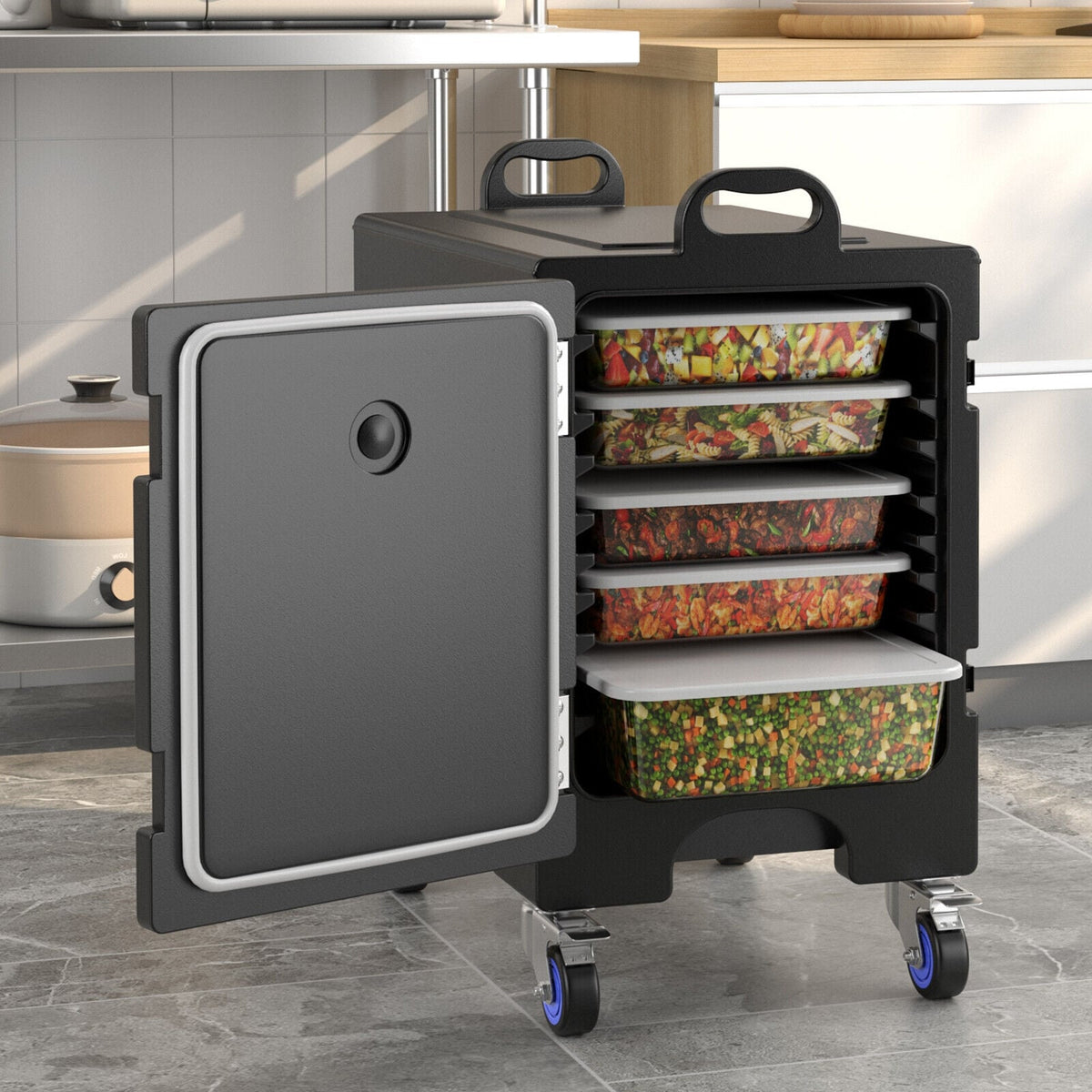 2 Pieces 81 Quart Insulated Food Pan Carrier Stackable-Food Warmers & Burners-DECOROLALA