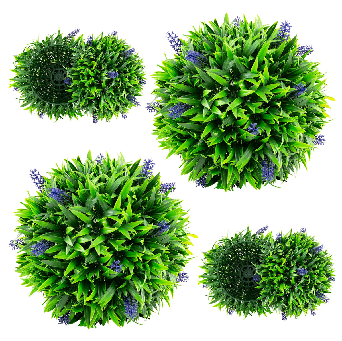 2 Pieces Artificial Lavender Topiary Balls with Flowers-Artificial Plants-DECOROLALA