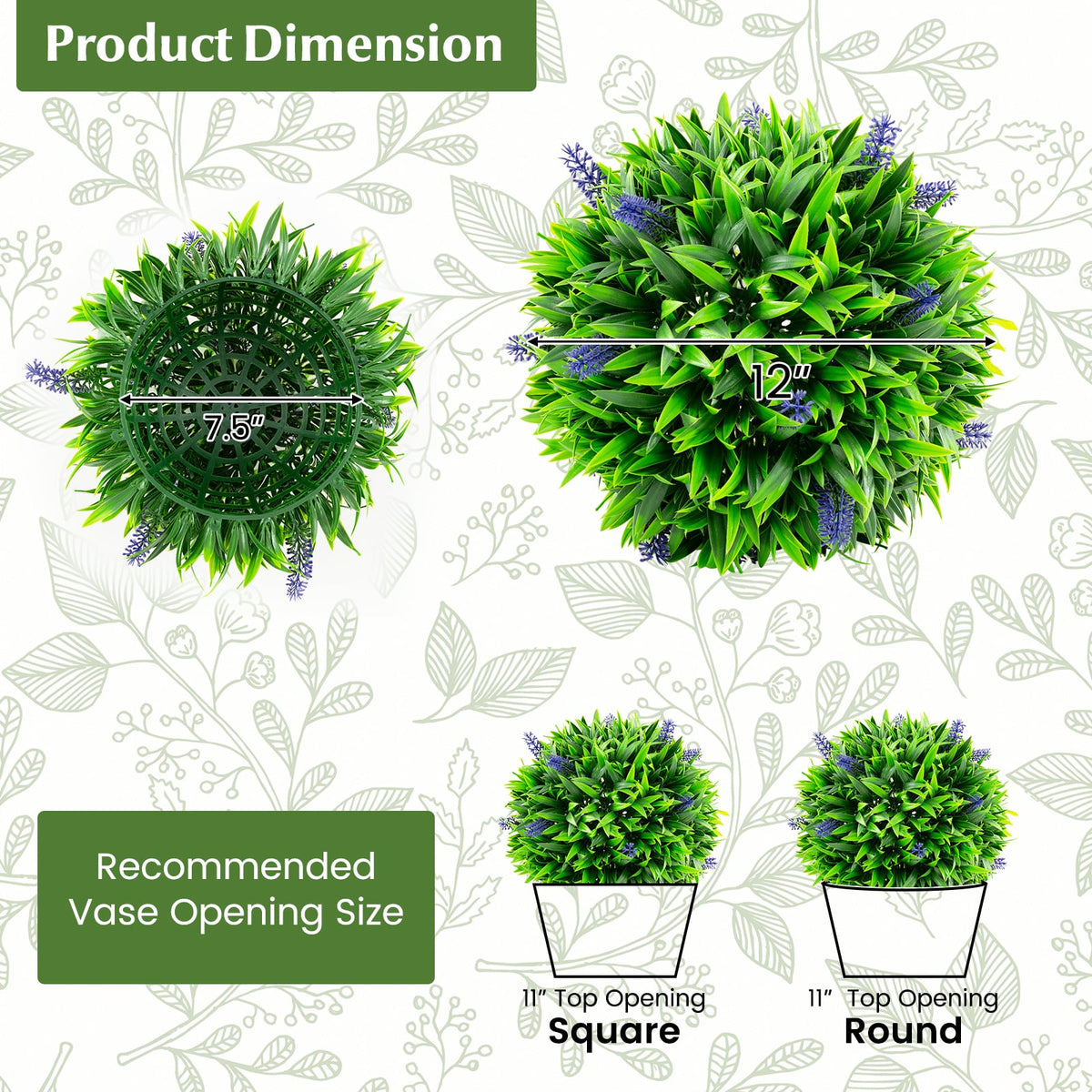 2 Pieces Artificial Lavender Topiary Balls with Flowers-Artificial Plants-DECOROLALA