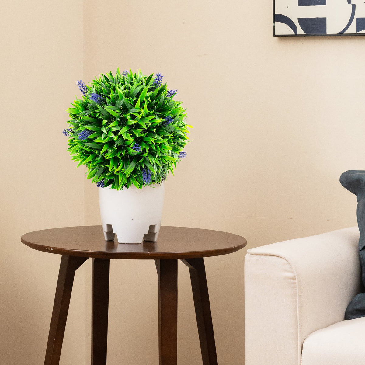 2 Pieces Artificial Lavender Topiary Balls with Flowers-Artificial Plants-DECOROLALA
