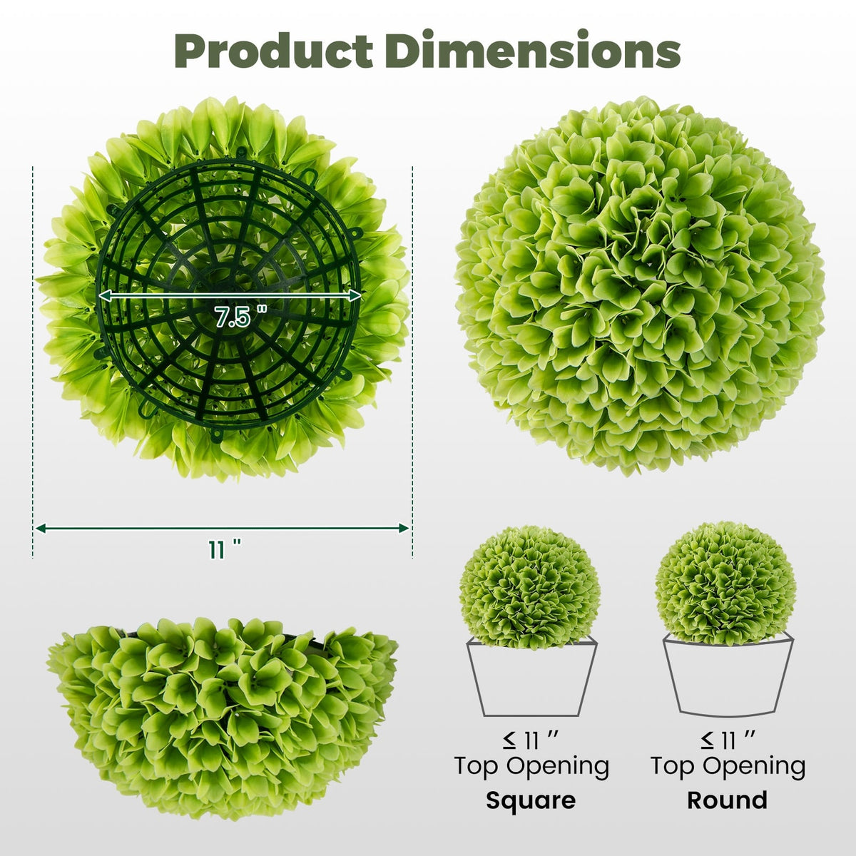 2 Pieces Artificial Plant Topiary Balls Faux Boxwood Decorative Balls-Green-Artificial Plants-DECOROLALA