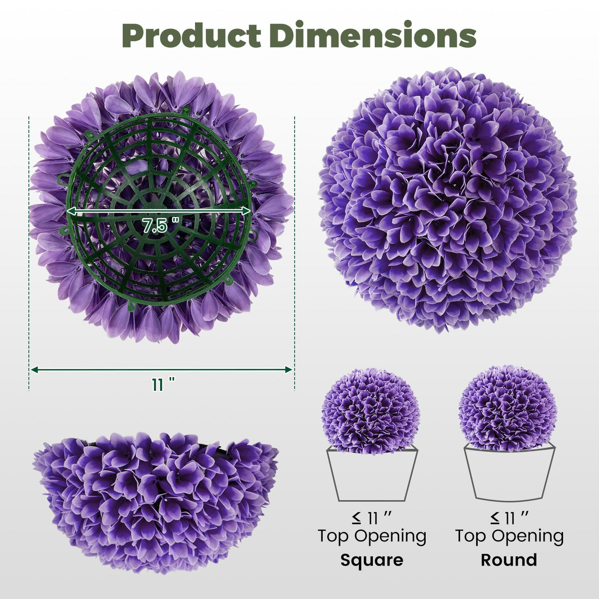 2 Pieces Artificial Plant Topiary Balls Faux Boxwood Decorative Balls-Purple-Artificial Plants-DECOROLALA
