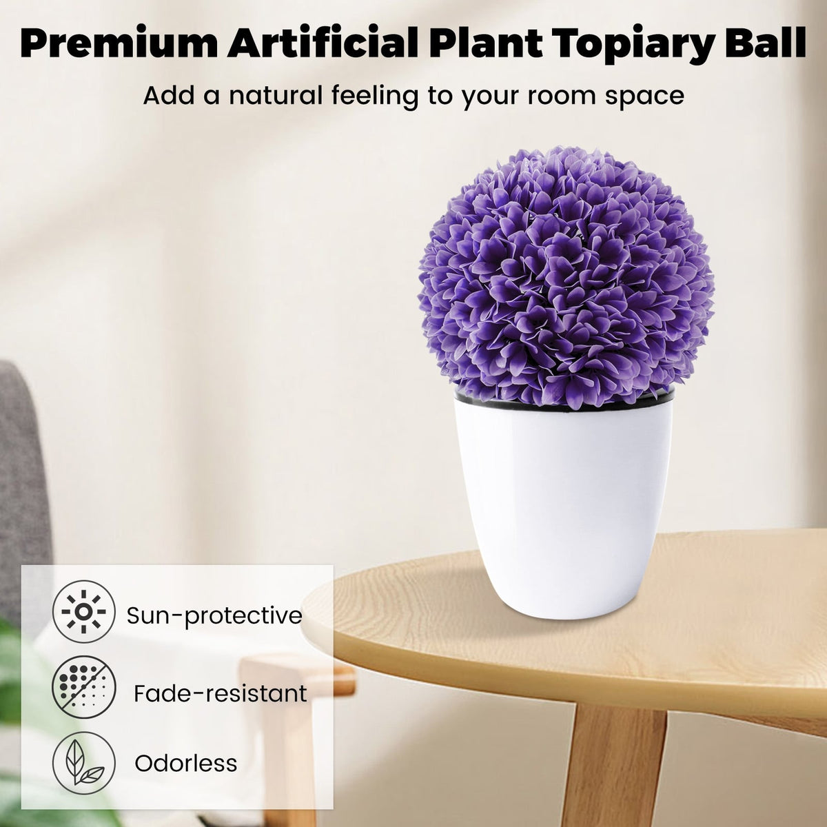 2 Pieces Artificial Plant Topiary Balls Faux Boxwood Decorative Balls-Purple-Artificial Plants-DECOROLALA