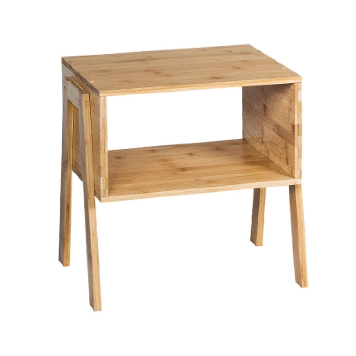 2 Pieces Bamboo Nightstand Sofa Table with Storage Shelf-End & Side Tables-DECOROLALA