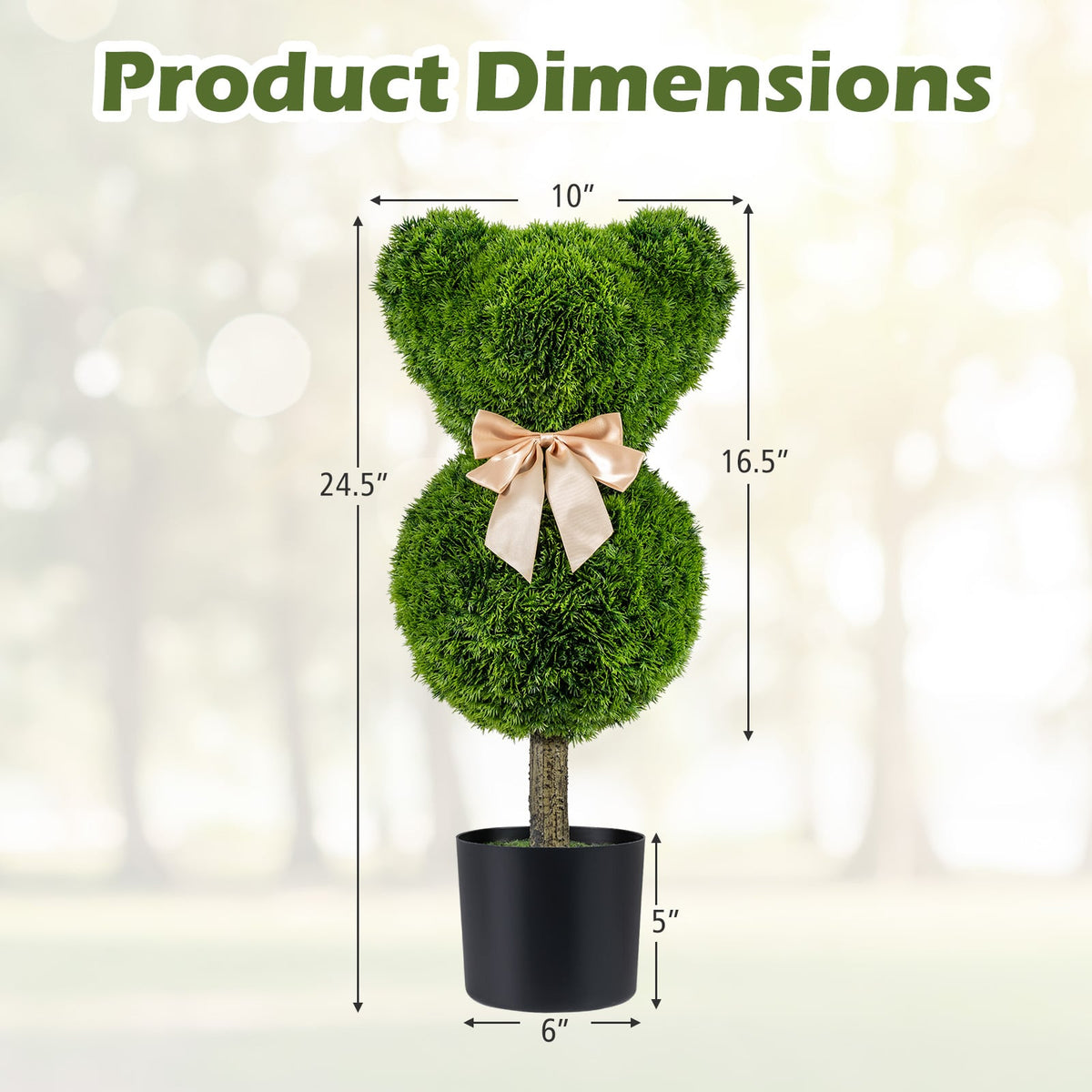 2 Pieces Bear Topiary Trees with Pots Sun-resistant Bear-Shaped Boxwood Faux Plants-Artificial Plants-DECOROLALA