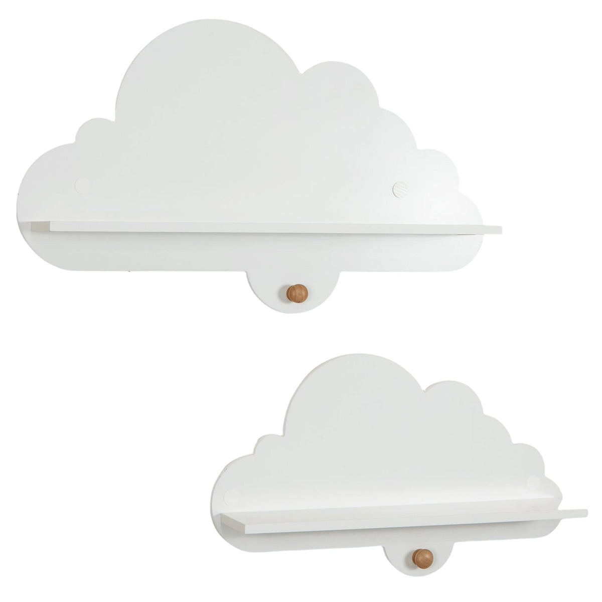 2 Pieces Floating Cloud Shelves Wall Mounted Storage Display Rack-White-Kids Storage-DECOROLALA