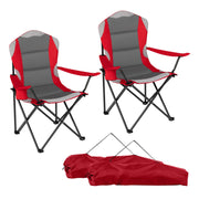 2 Pieces Folding Camping Chairs for Adults with Cup Holders-Red-Camping Furniture-DECOROLALA