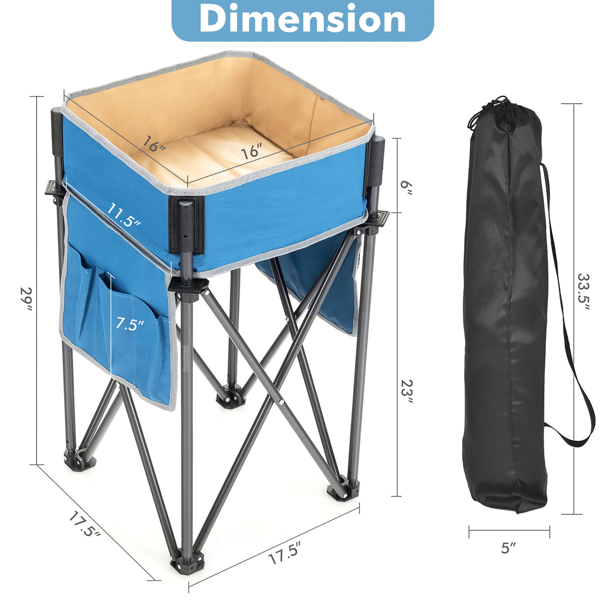 2 Pieces Folding Camping Tables with Large Capacity Storage Sink for Picnic-BlueRed-Camping Furniture-DECOROLALA