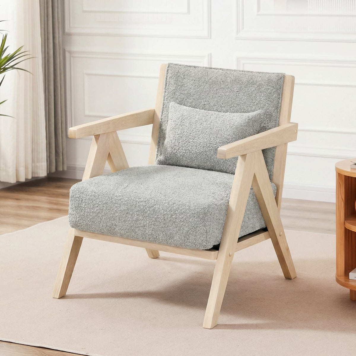 2 Pieces Living Room Furniture Set with Rubber Wood Frame-Gray-Sofas & Loveseats-DECOROLALA
