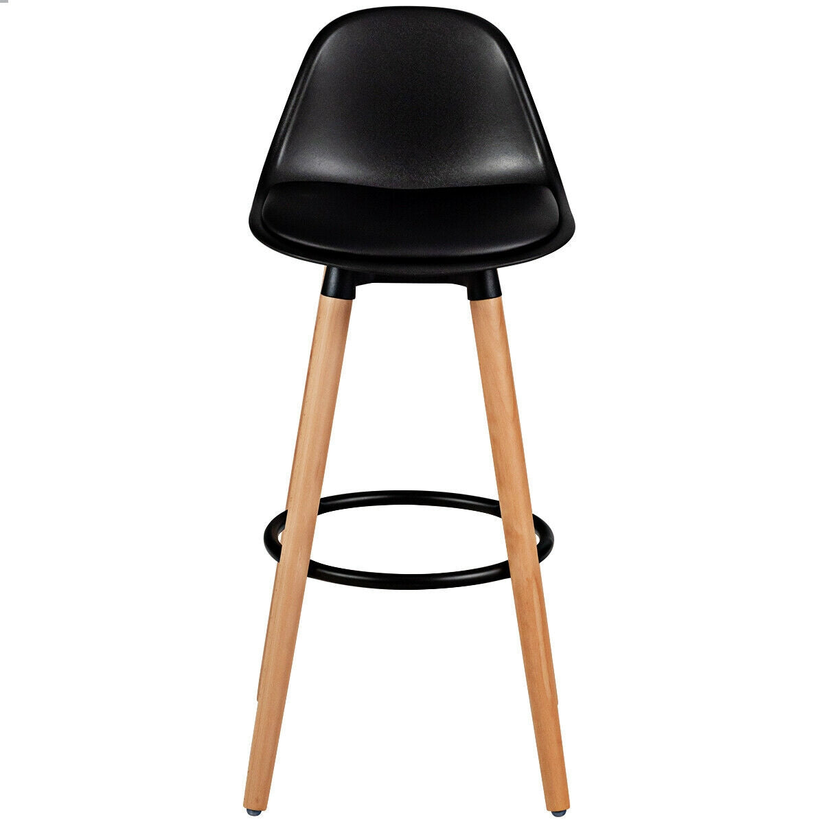 2 Pieces Mid Century Barstool 28.5 Inches Dining Pub Chair-Black-Bar Stools-DECOROLALA