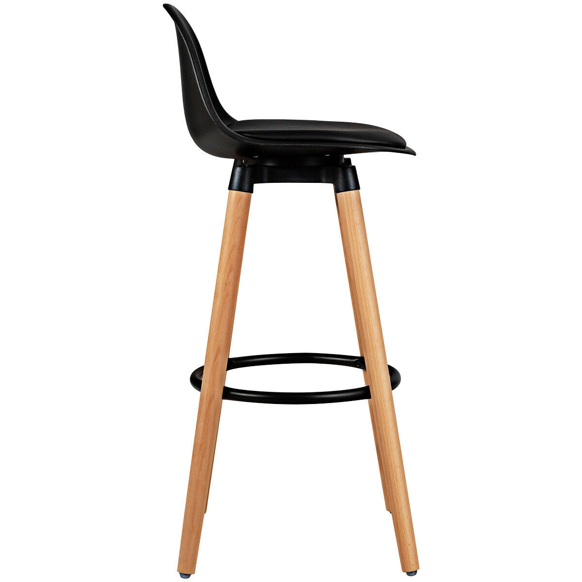 2 Pieces Mid Century Barstool 28.5 Inches Dining Pub Chair-Black-Bar Stools-DECOROLALA