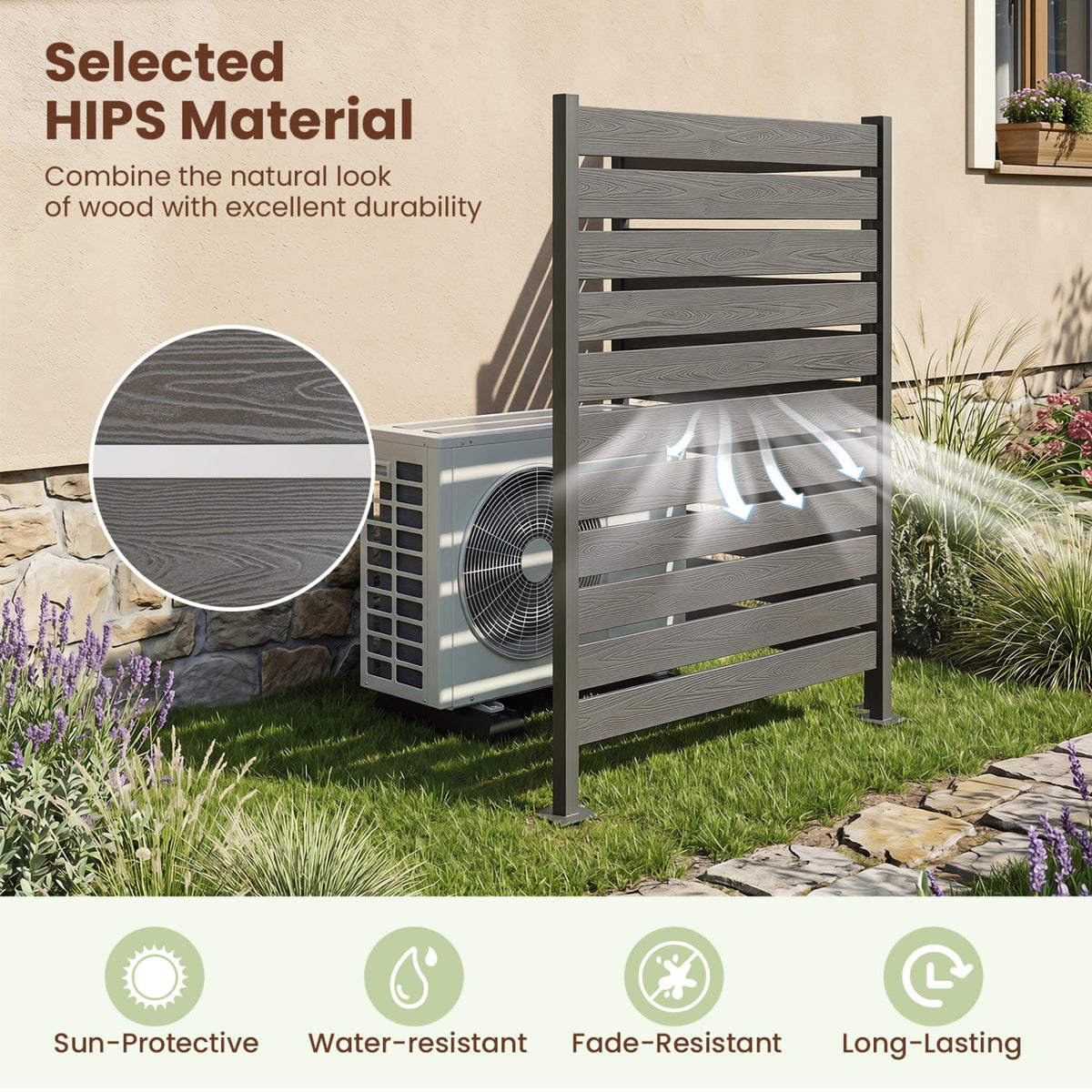 2 Pieces Outdoor Privacy Screen Fence for Backyard Pool Lawn-Gray-Outdoor Privacy Screens-DECOROLALA