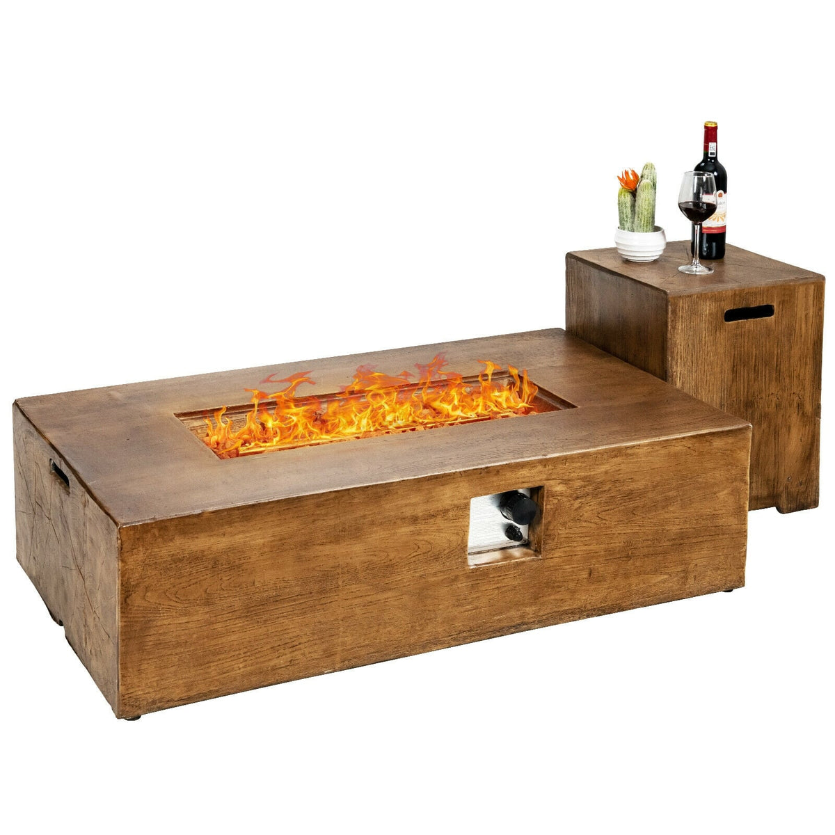 2 Pieces Outdoor Propane Fire Pit Table Set-Fire Pit Tables-DECOROLALA