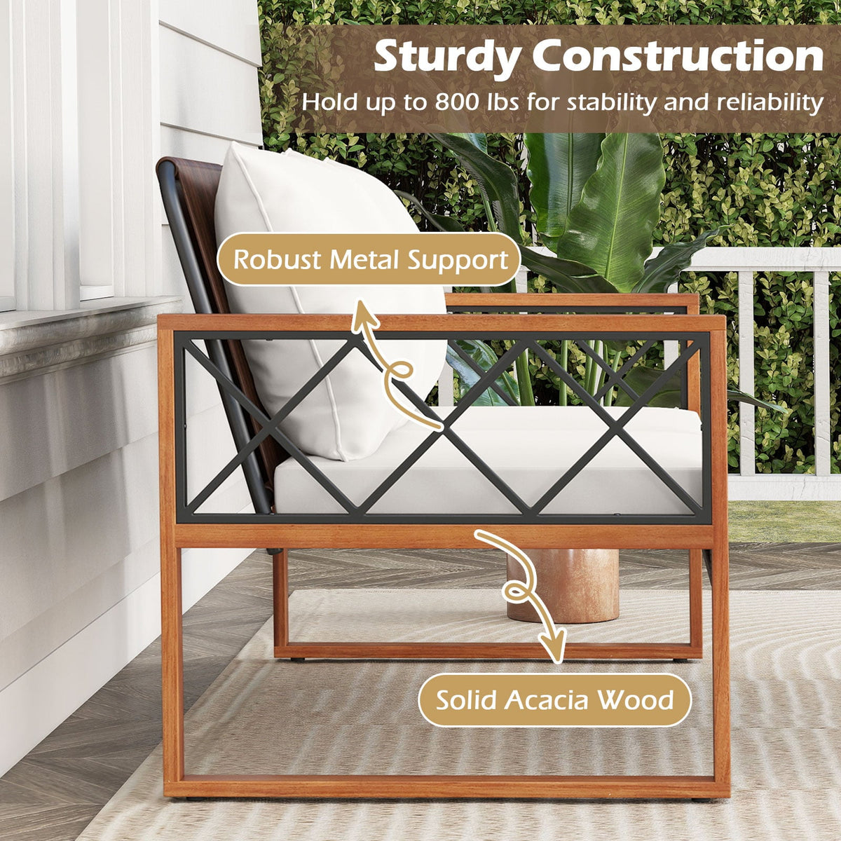 2 Pieces Patio PE Wicker Furniture Set Outside Conversation Set for Porch-White-Patio Conversation Sets-DECOROLALA