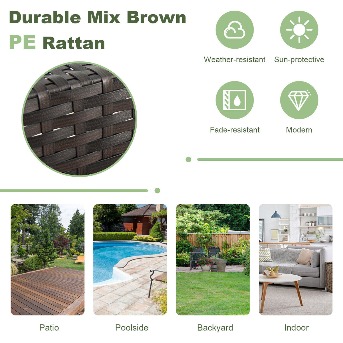 2 Pieces Patio Rattan Wicker Bar Stool Chairs-Brown-Outdoor Bar Furniture-DECOROLALA
