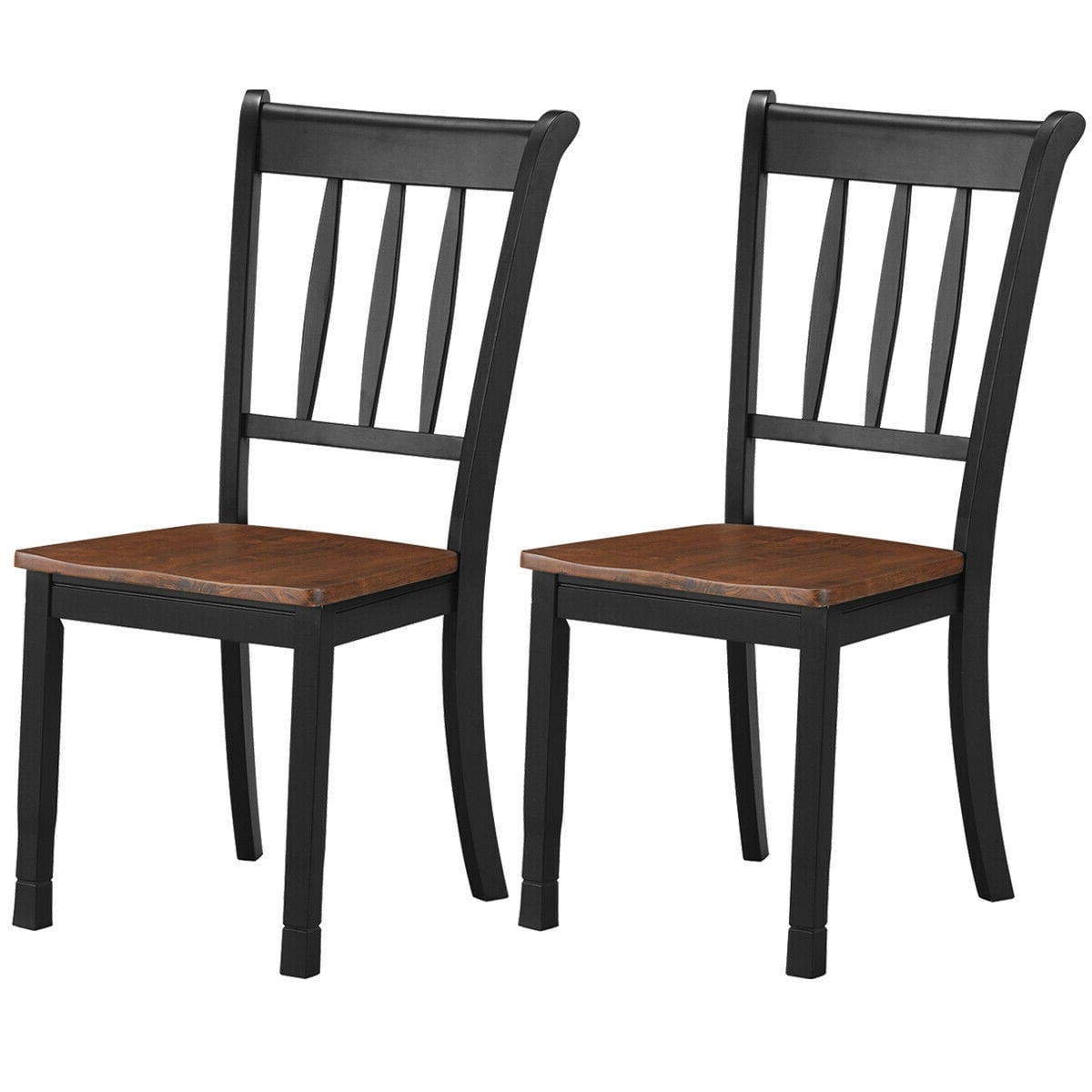 2 Pieces Solid Whitesburg Spindle Back Wood Dining Chairs-Black-Dining Chairs-DECOROLALA