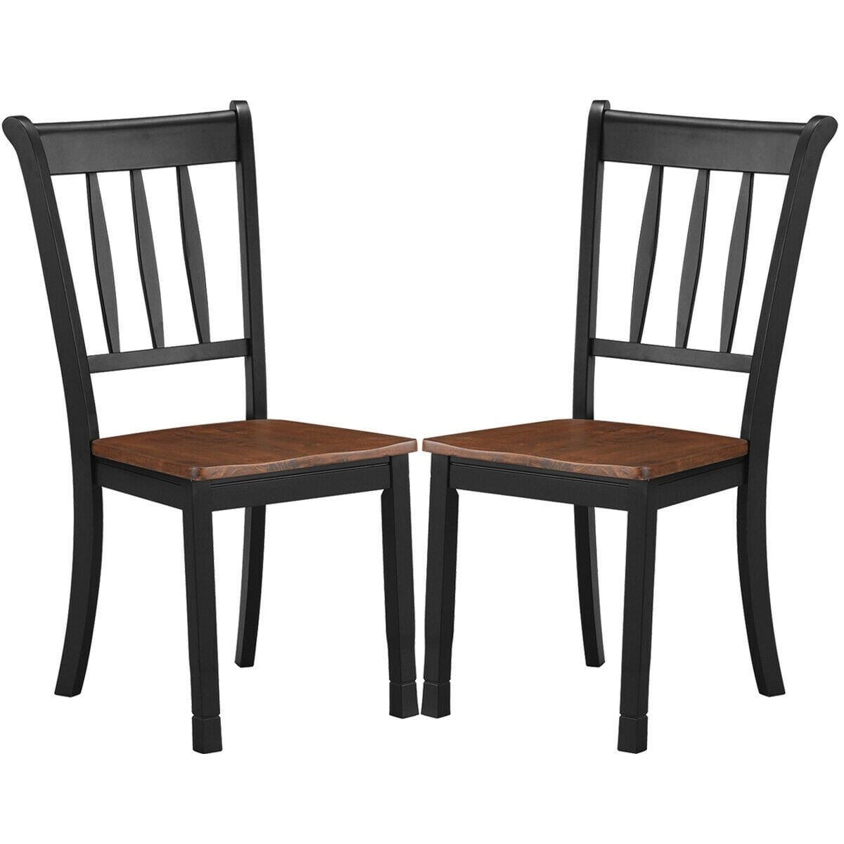 2 Pieces Solid Whitesburg Spindle Back Wood Dining Chairs-Black-Dining Chairs-DECOROLALA