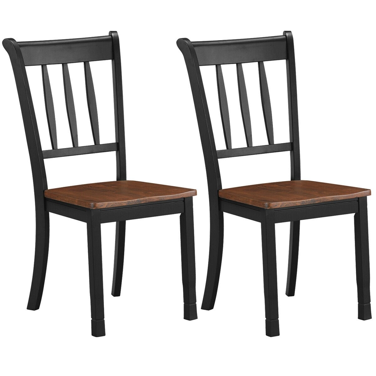 2 Pieces Solid Whitesburg Spindle Back Wood Dining Chairs-Black-Dining Chairs-DECOROLALA