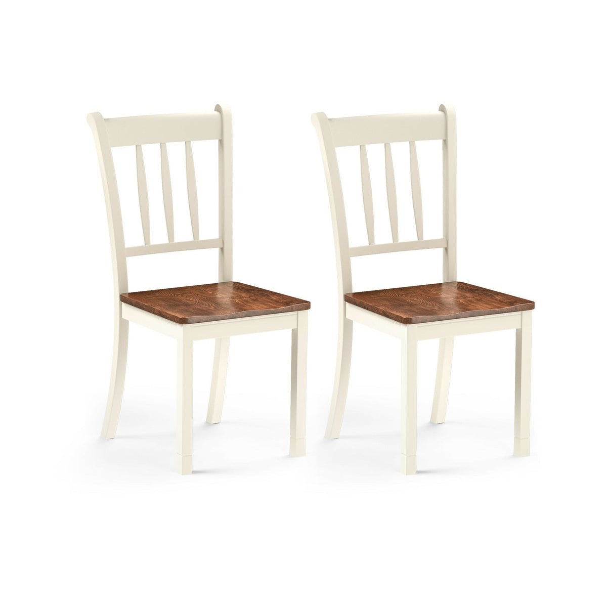 2 Pieces Solid Whitesburg Spindle Back Wood Dining Chairs-White-Dining Chairs-DECOROLALA