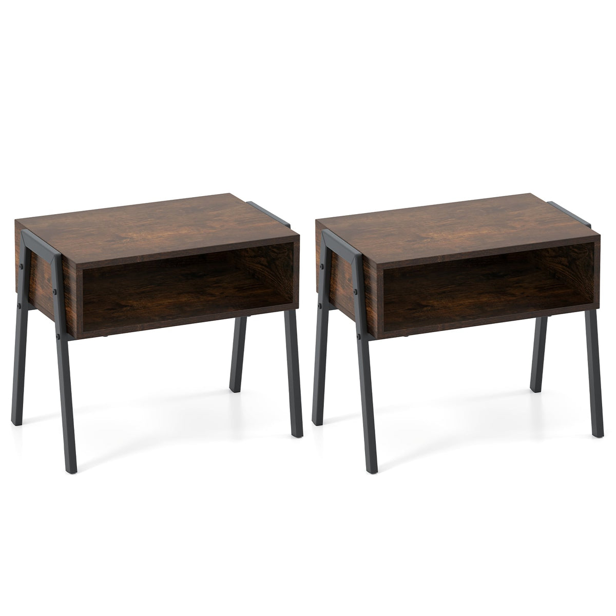 2 Pieces Stackable Night Stand Bedside End Table Set-Nightstands-DECOROLALA