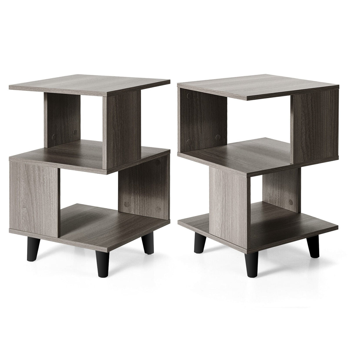 2 Pieces Wooden Modern Nightstand Set with Legs for Living Room-Nightstands-DECOROLALA