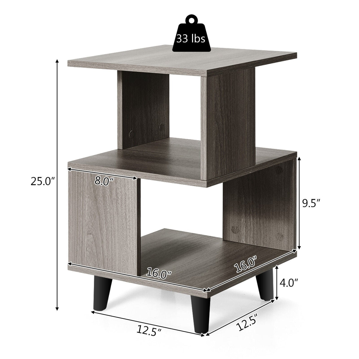 2 Pieces Wooden Modern Nightstand Set with Legs for Living Room-Nightstands-DECOROLALA
