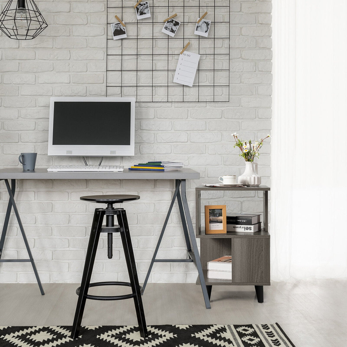 2 Pieces Wooden Modern Nightstand Set with Legs for Living Room-Nightstands-DECOROLALA