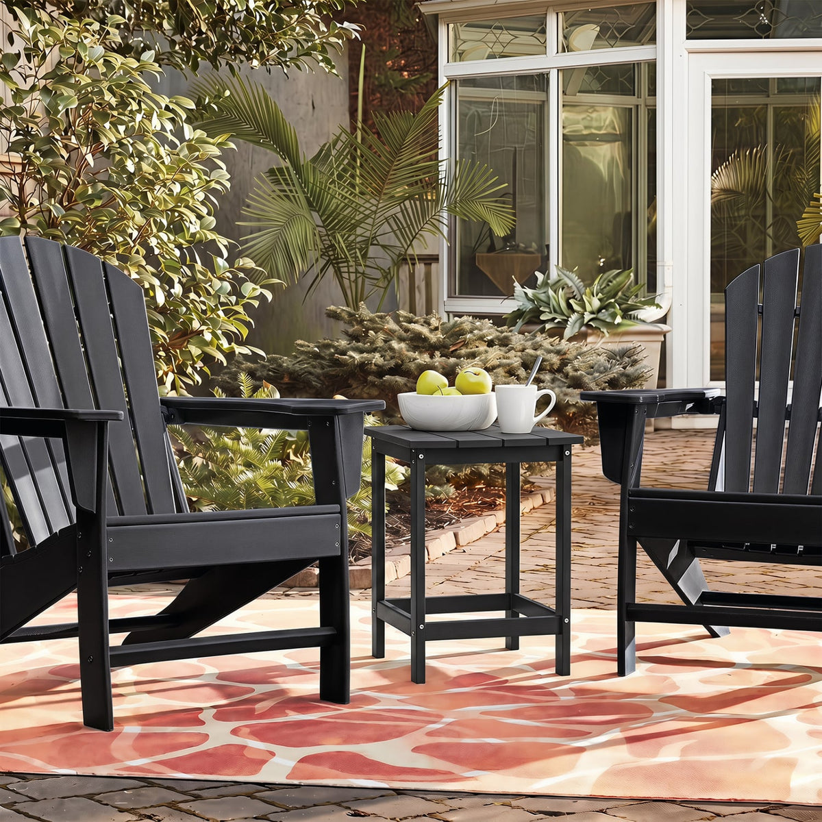 2-Pieces18 Inches Adirondack Outdoor Side Table for Patio and Garden-Black-Patio Coffee Tables-DECOROLALA