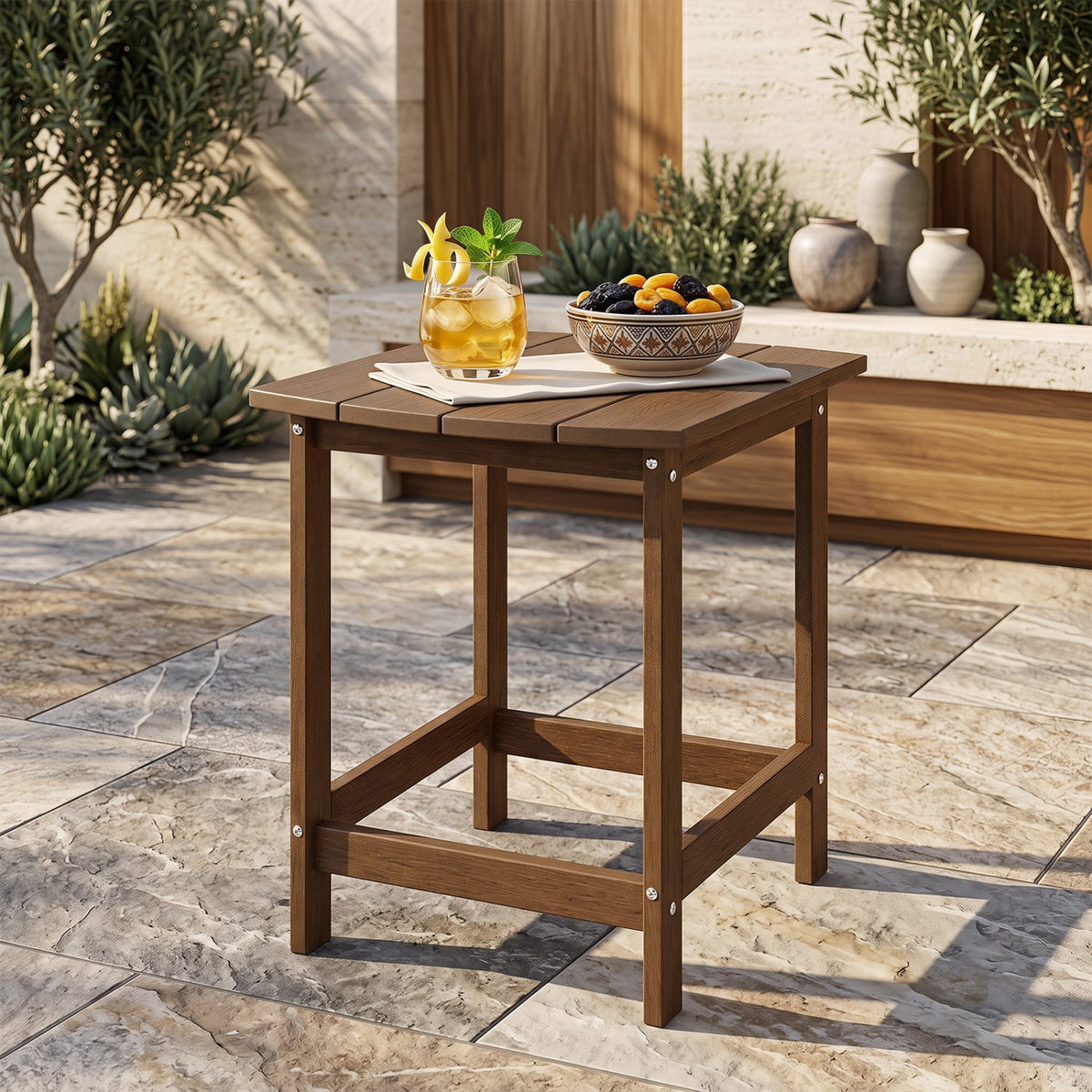 2-Pieces18 Inches Adirondack Outdoor Side Table for Patio and Garden-Coffee-Patio Coffee Tables-DECOROLALA