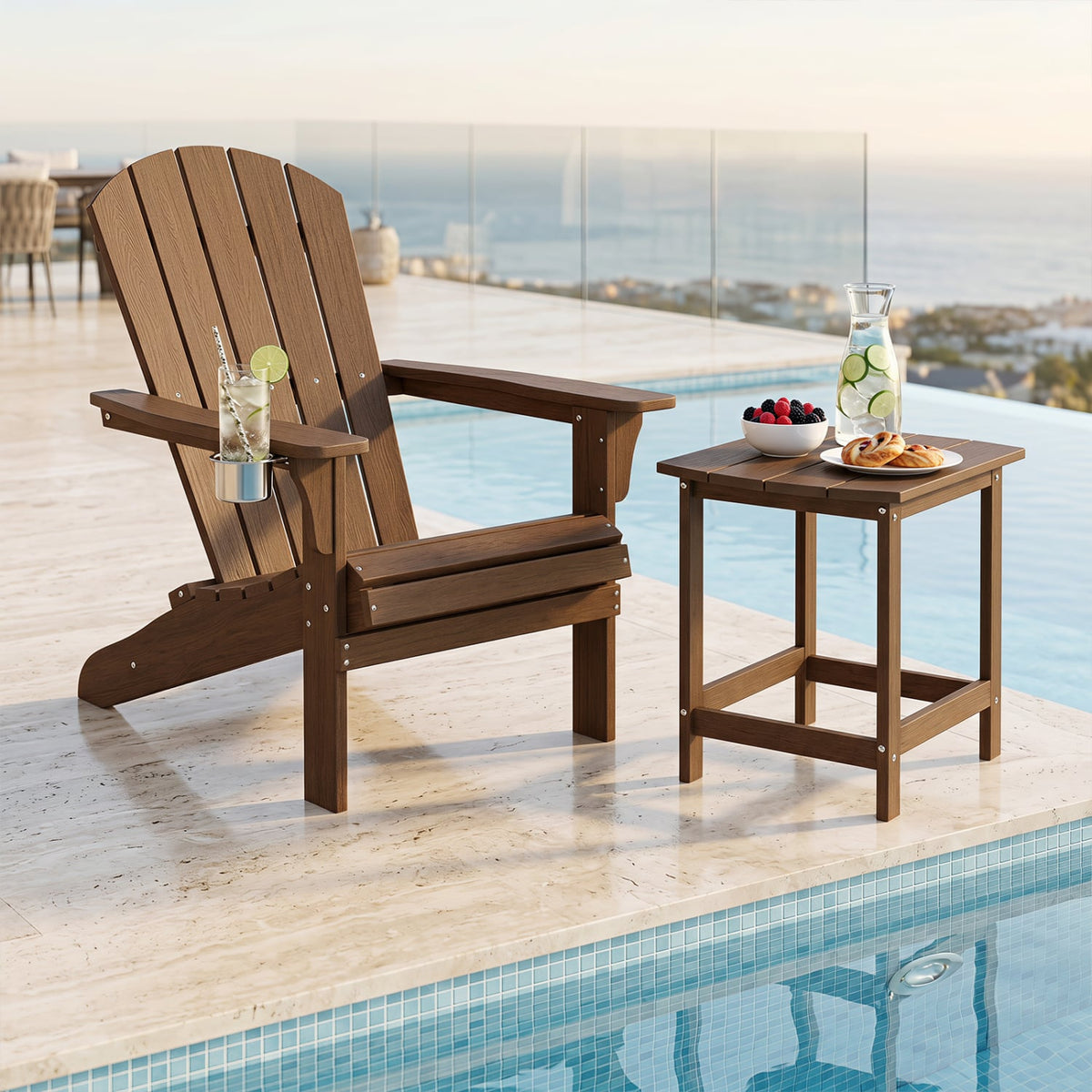 2-Pieces18 Inches Adirondack Outdoor Side Table for Patio and Garden-Coffee-Patio Coffee Tables-DECOROLALA