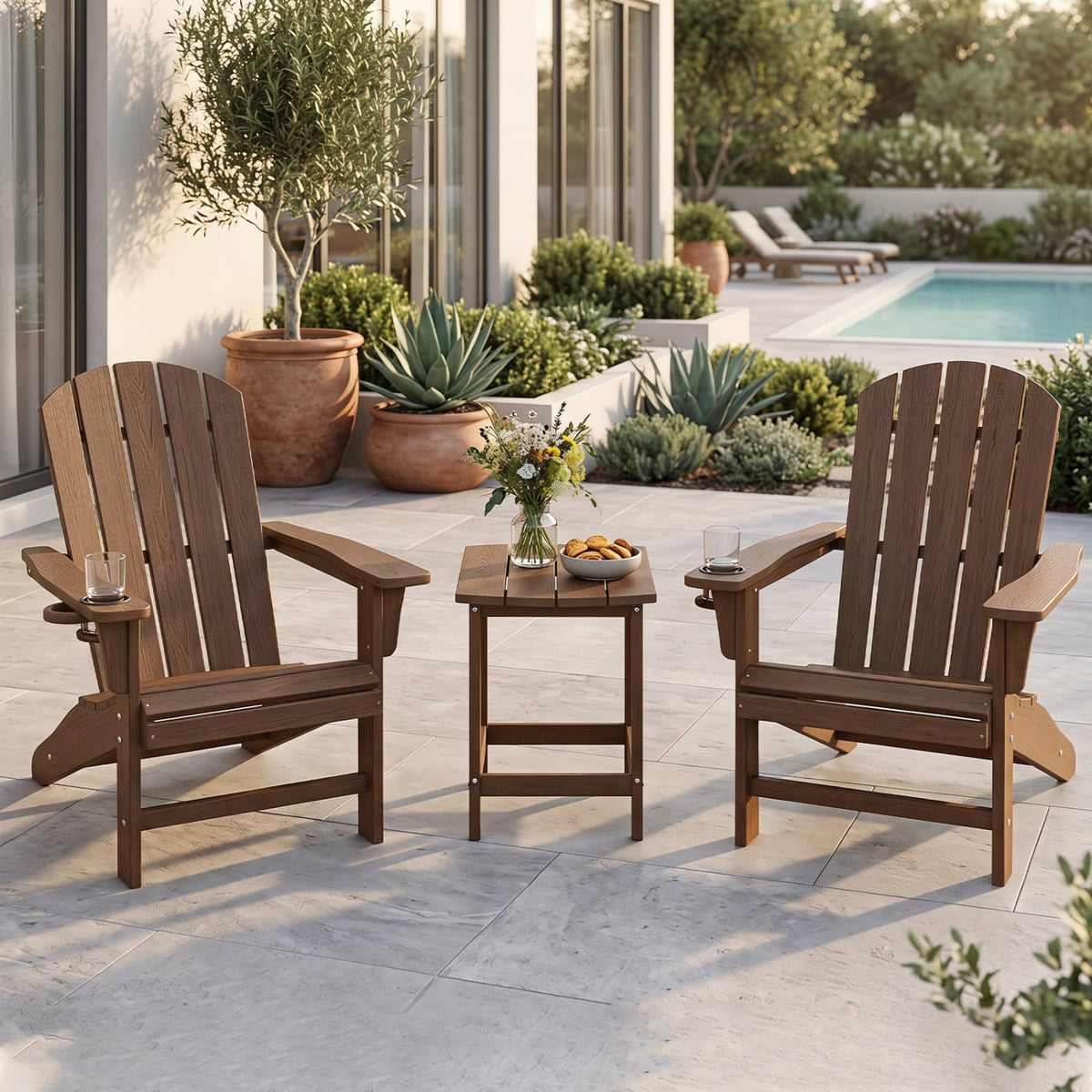 2-Pieces18 Inches Adirondack Outdoor Side Table for Patio and Garden-Coffee-Patio Coffee Tables-DECOROLALA