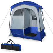 2 Rooms Oversize Privacy Shower Tent with Removable Rain Fly and Inside Pocket-Blue-Tents-DECOROLALA