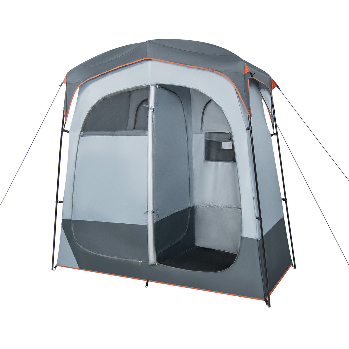 2 Rooms Oversize Privacy Shower Tent with Removable Rain Fly and Inside Pocket-Gray-Tents-DECOROLALA