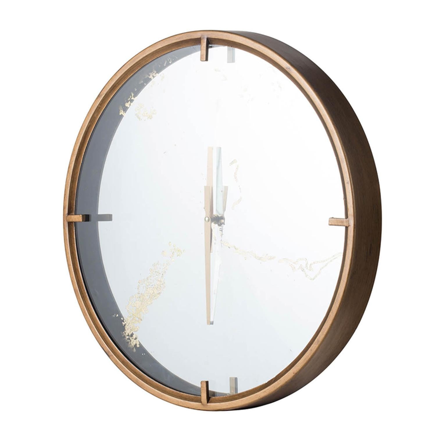 2" Round Gold Wood Analog Wall Clock-Wall Clocks-DECOROLALA