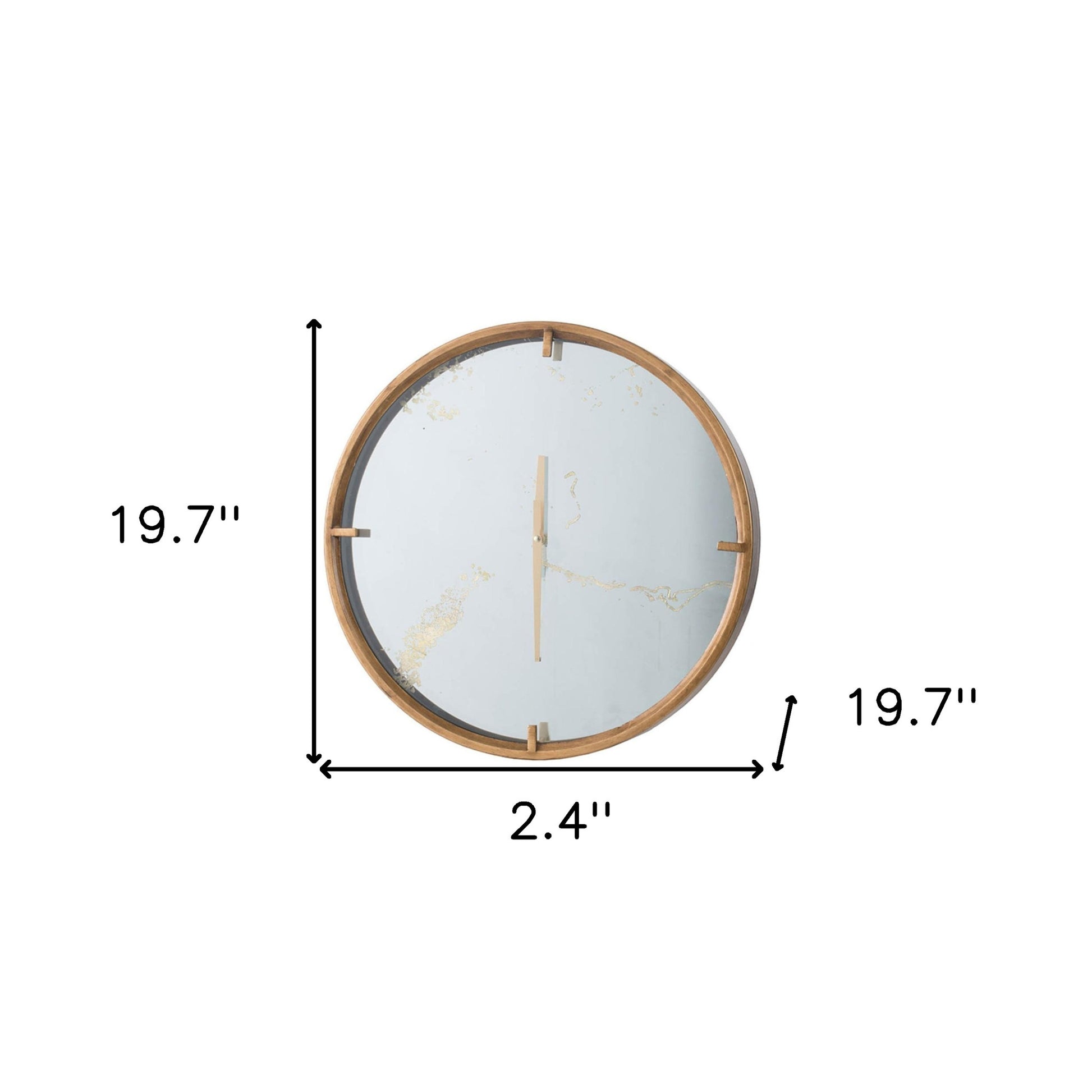 2" Round Gold Wood Analog Wall Clock-Wall Clocks-DECOROLALA