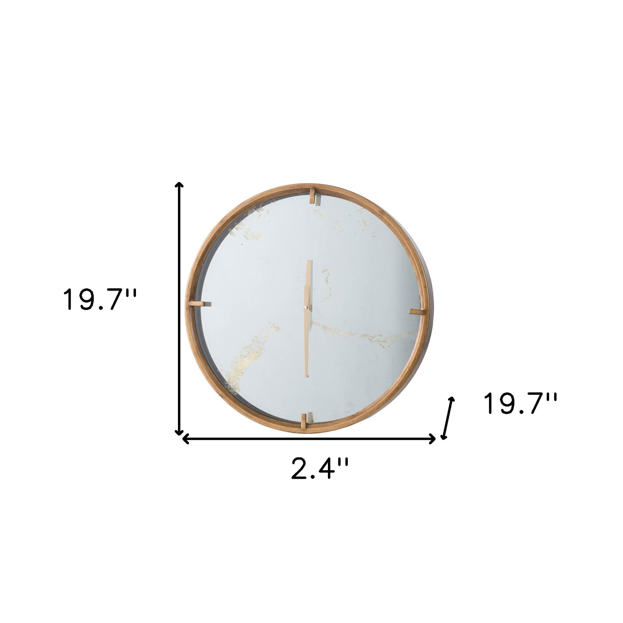 2" Round Gold Wood Analog Wall Clock-Wall Clocks-DECOROLALA
