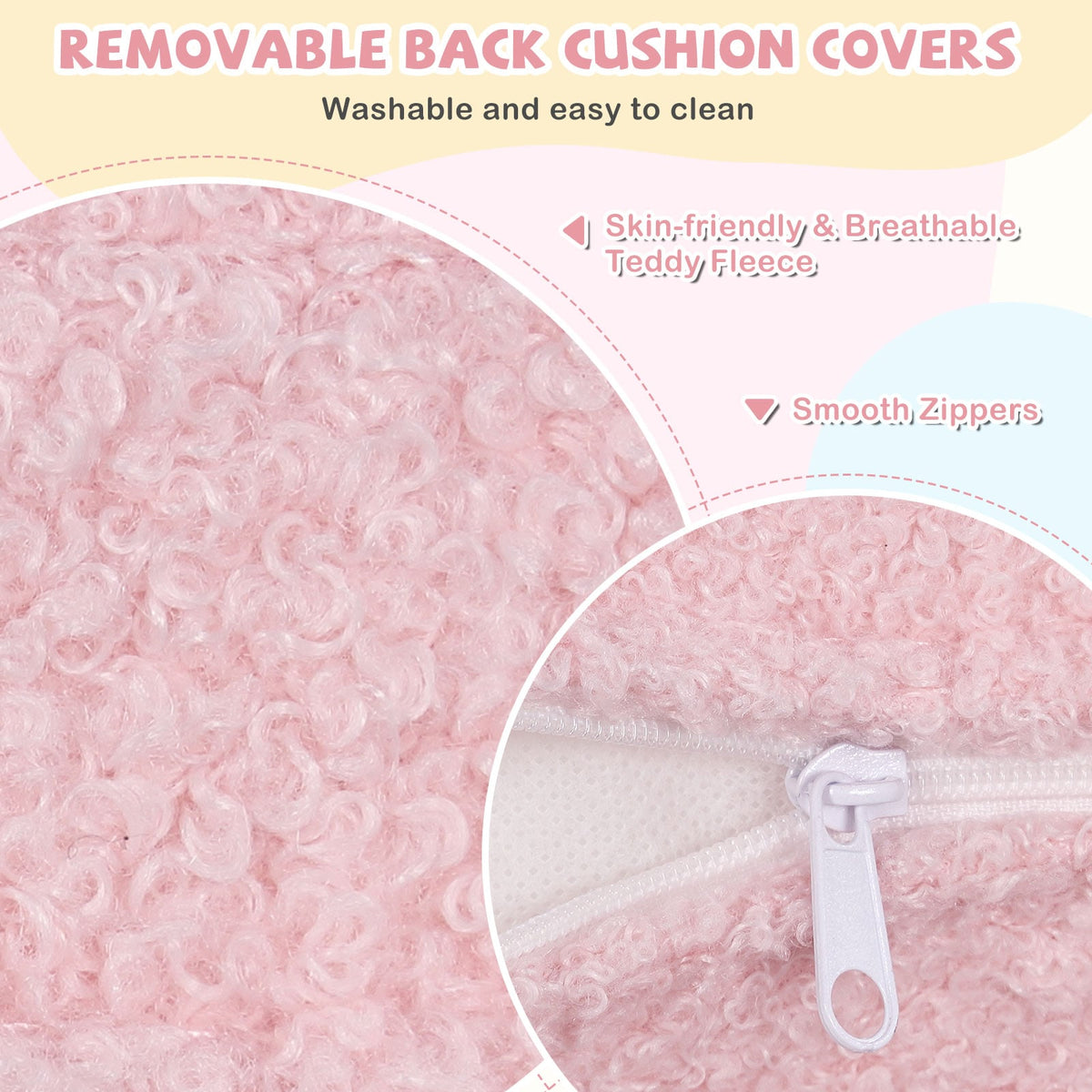 2-Seat Kids Sofa Toddler Sofa Couch with Soft Teddy Fleece Upholstery and Solid Wooden Frame-Pink-Kids Chairs-DECOROLALA