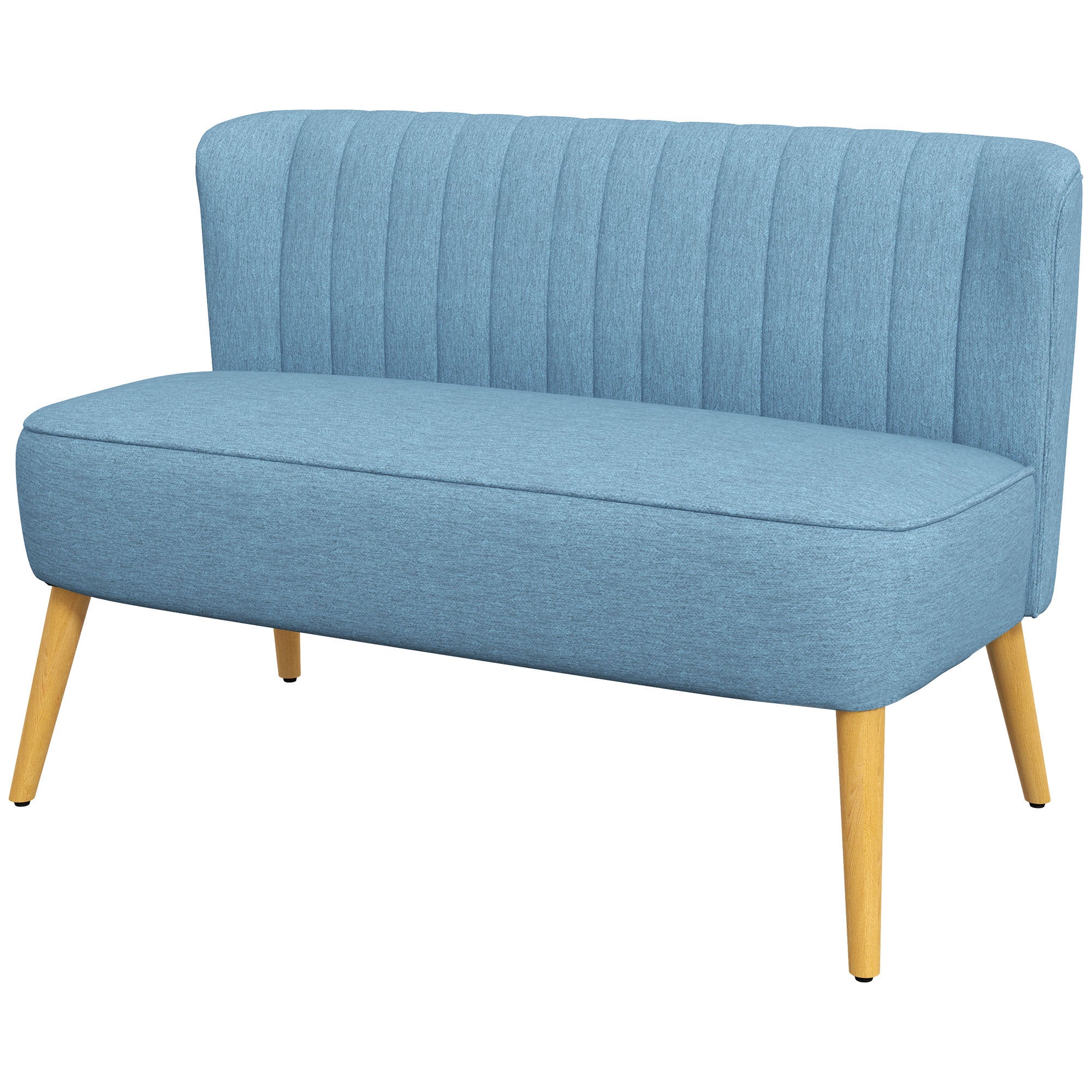 2 Seat Loveseat Sofa - Blue Linen 46.1"W-DECOROLALA