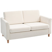 2-Seat Sofa Cream White Teddy Fleece-DECOROLALA