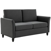 2-Seat Sofa Two-Seater Couch with Armrests and Wood Legs for Living Room, Bedroom, Dark Grey-DECOROLALA