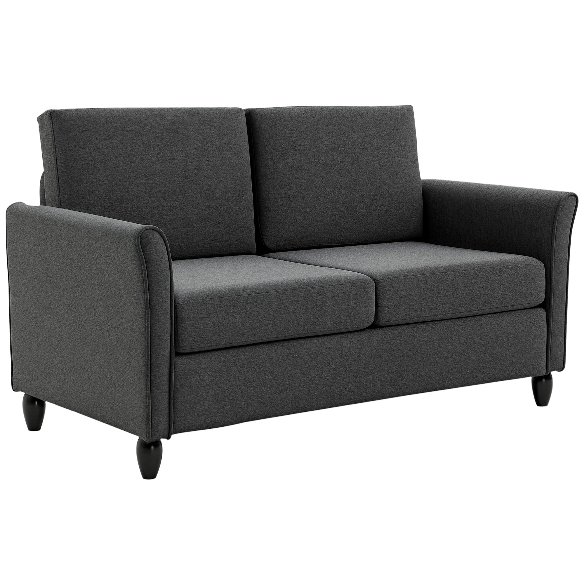 2-Seat Sofa Two-Seater Couch with Armrests and Wood Legs for Living Room, Bedroom, Dark Grey-DECOROLALA